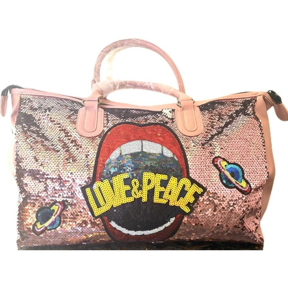 Cosmic Expression Pink Sequins‎ Duffle Bag, by Veritythreds, New